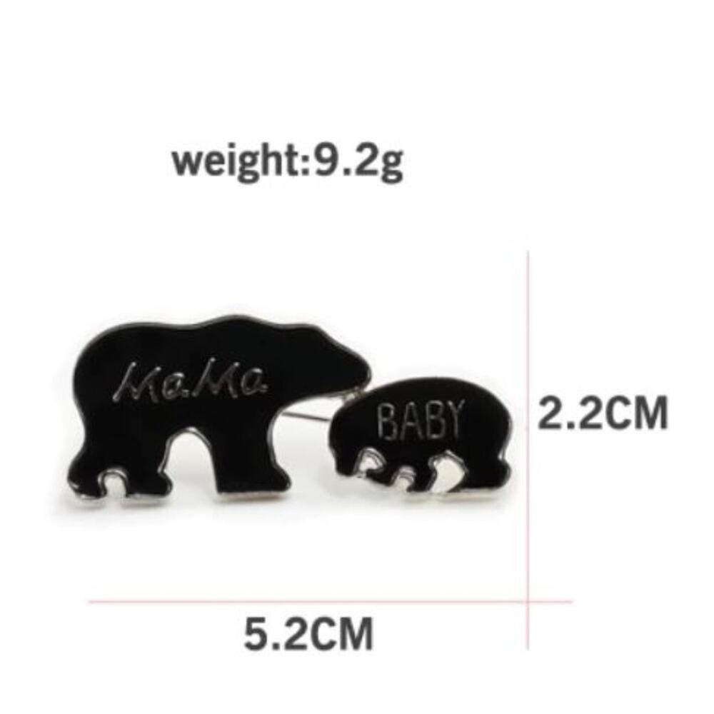 Black Mama and Baby Bear Stick Pin Brooch